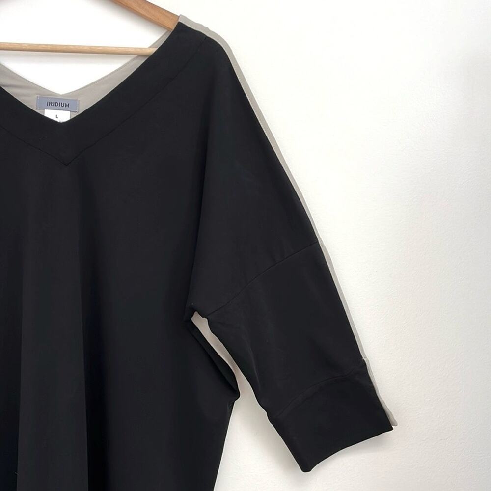 IRIDIUM Pima Cotton Colorblock Artsy Lagenlook V-Neck Relaxed Tunic Top Large - Picture 8 of 14